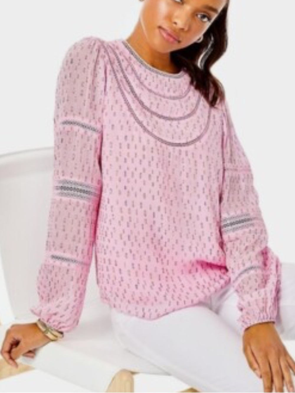 Lilly Pulitzer BRILEY TOP Calla Lilly Pink Viscose Metallic